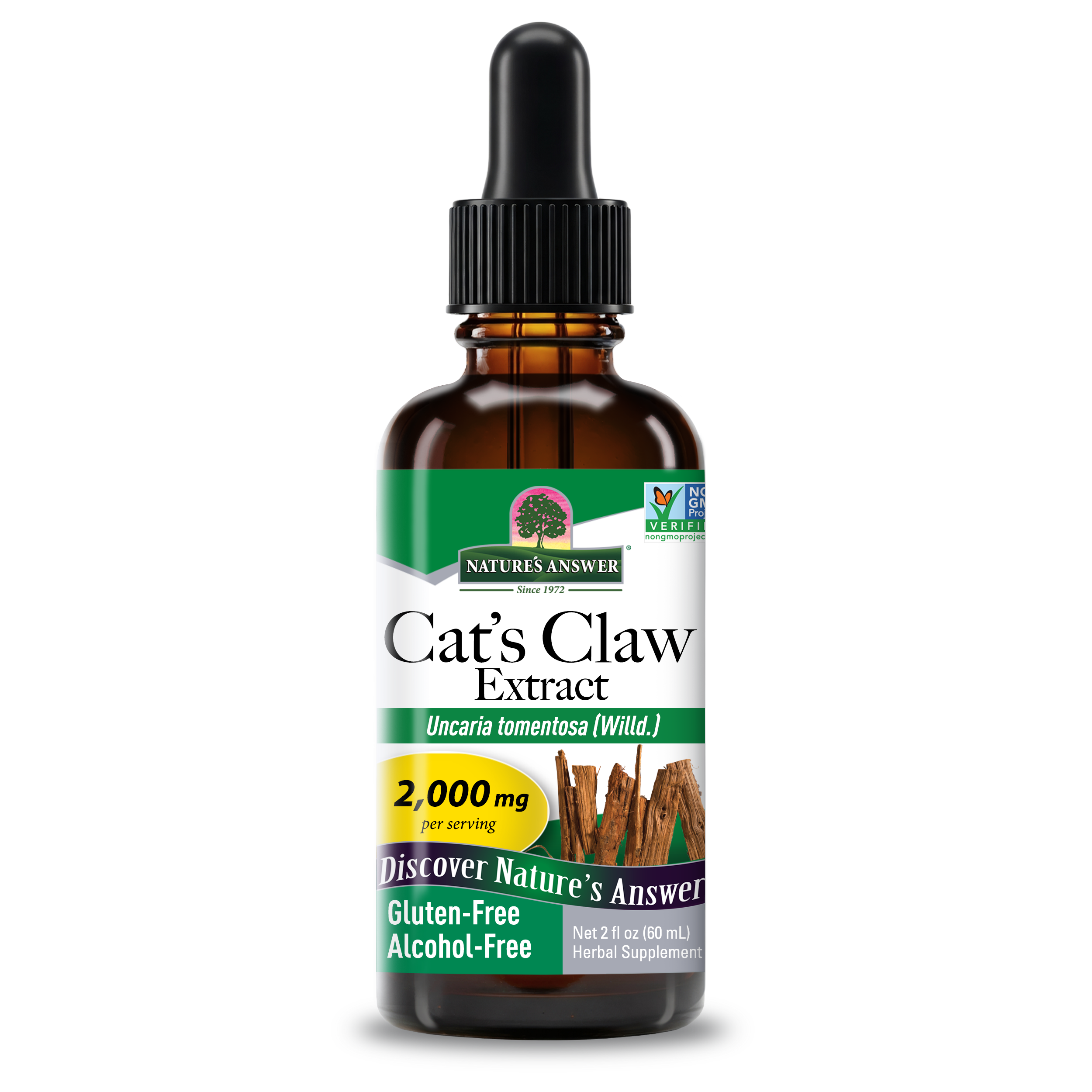 Котячий кіготь екстракт кори без спирту, Nature's Answer Cat's Claw Bark, Alcohol-Free, 2000 мг, 60 мл