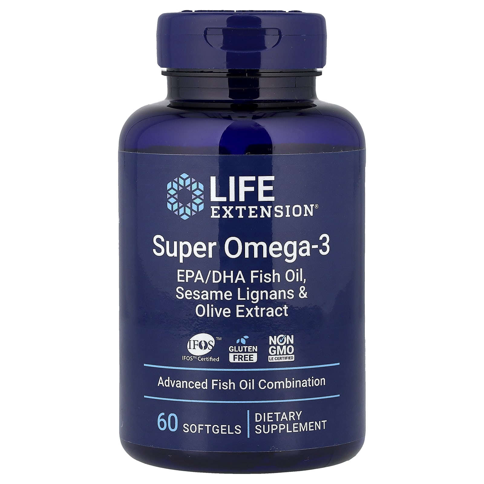Омега-3 з лігнанами кунжуту та екстрактом оливок, Life Extension Super Omega-3 EPA/DHA Fish Oil Sesame Lignans & Olive Extract, 60 м'яких капсул