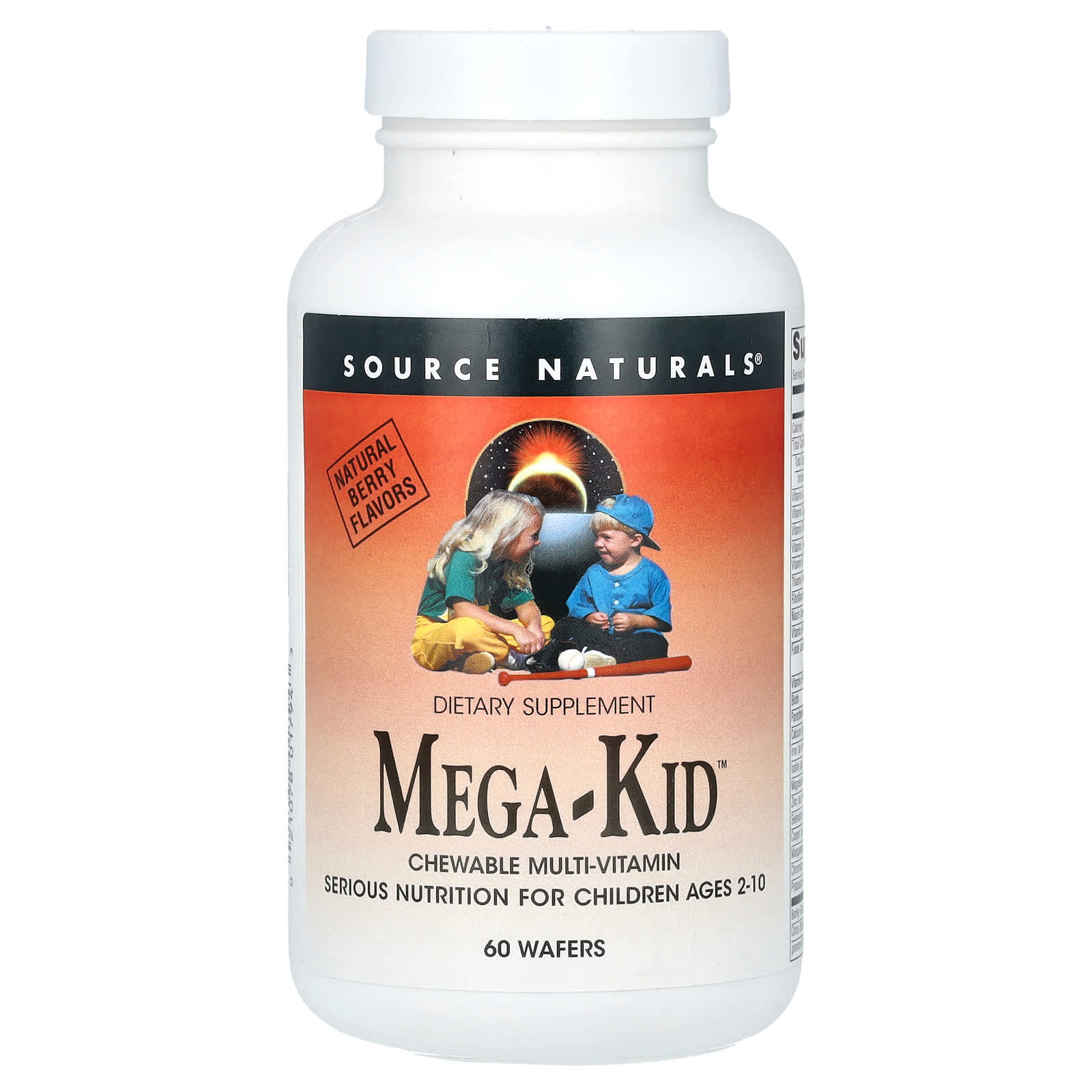 Мультивітаміни та мінерали для дітей, Source Naturals Mega-Kid Chewable Multi-Vitamin, 60 жувальних таблеток (Ягоди)