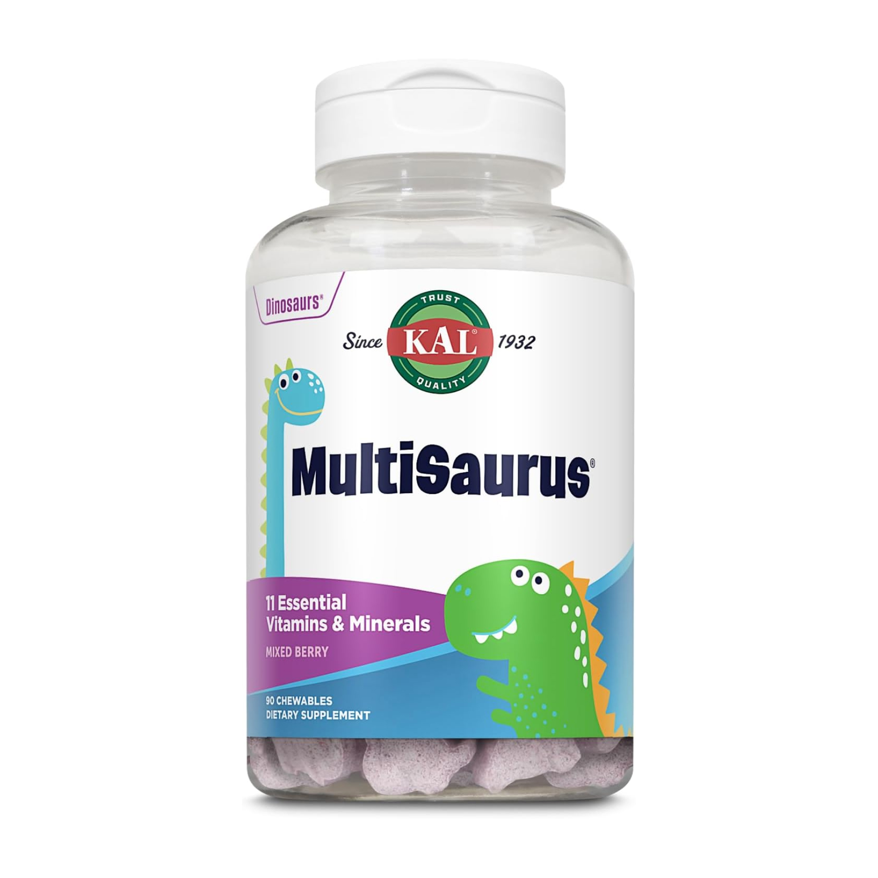 Мультивітаміни для дітей, Kal MultiSaurus, 90 жувальних таблеток (Ягоди, виноград, апельсин)