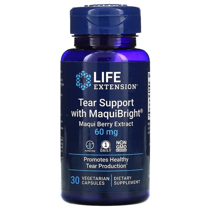 Захист очей, екстракт ягід макі, Life Extension Tear Support with MaquiBright, 60 мг, 30 вегетаріанських капсул