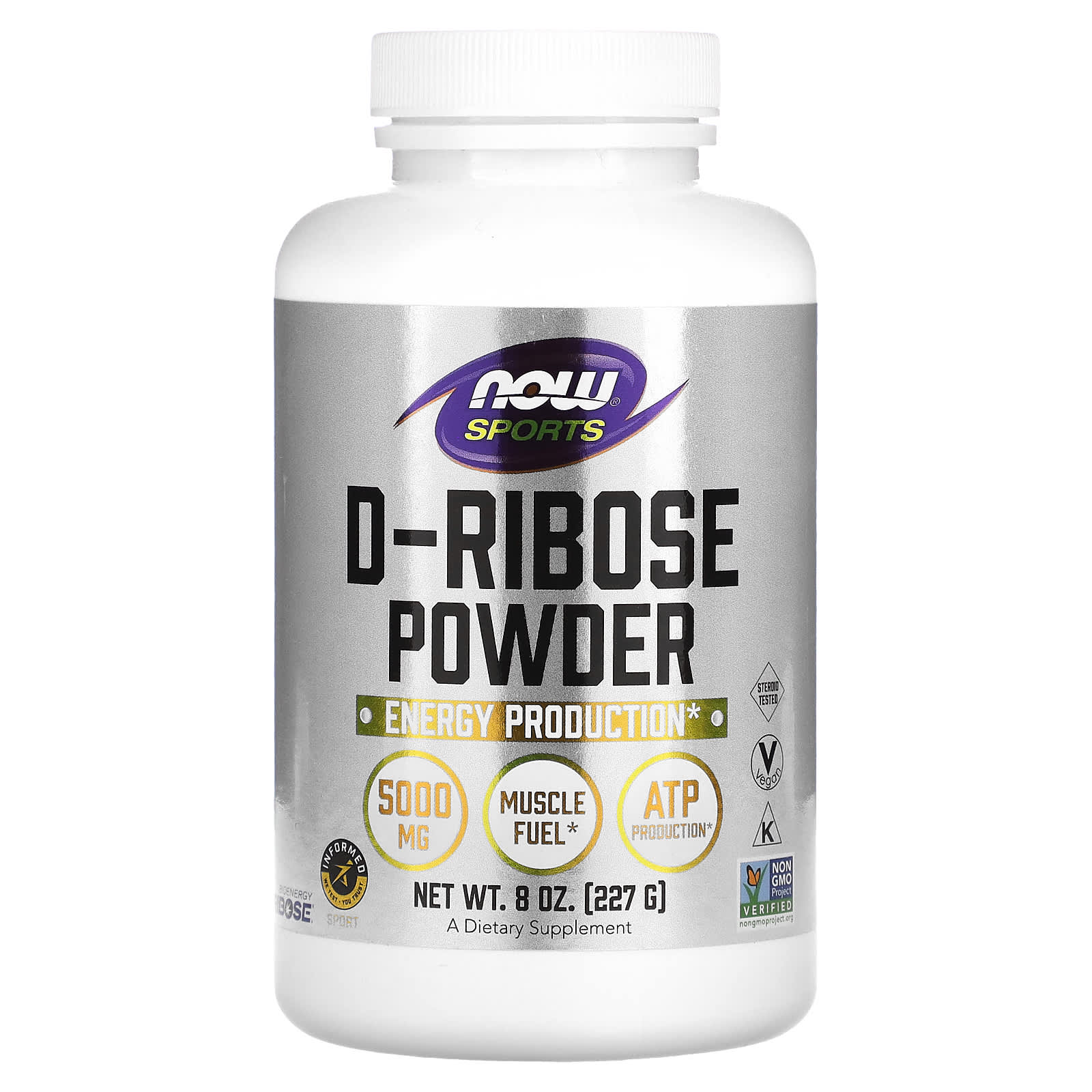 D-рибоза, Now Foods D-Ribose Powder, 5000 мг, 227 г