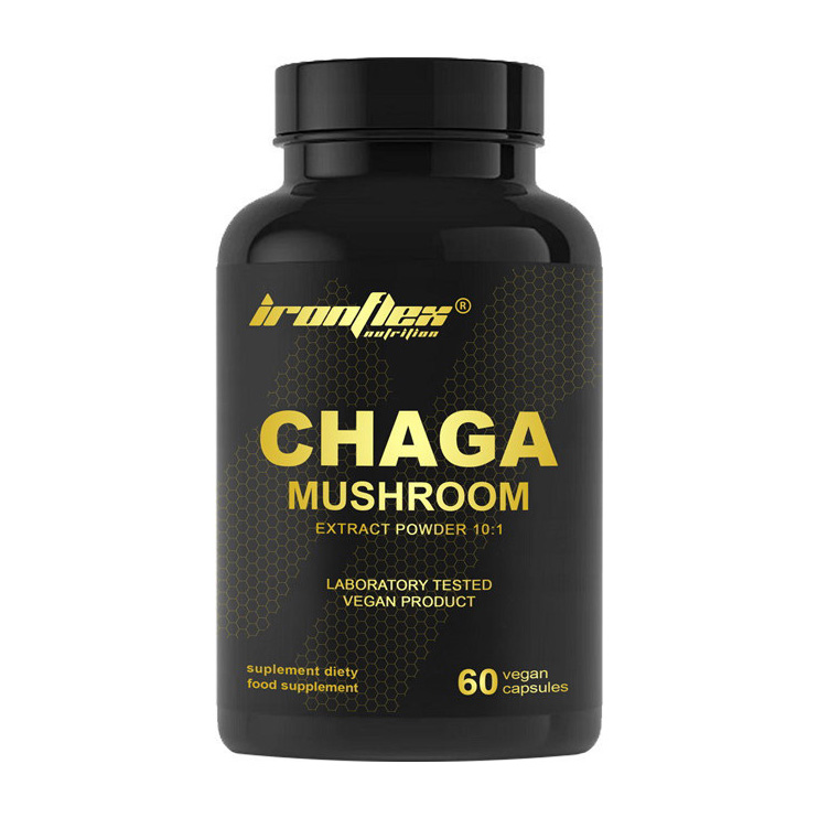 Гриб чага, IronFlex Chaga Mushroom, 60 вегетаріанських капсул