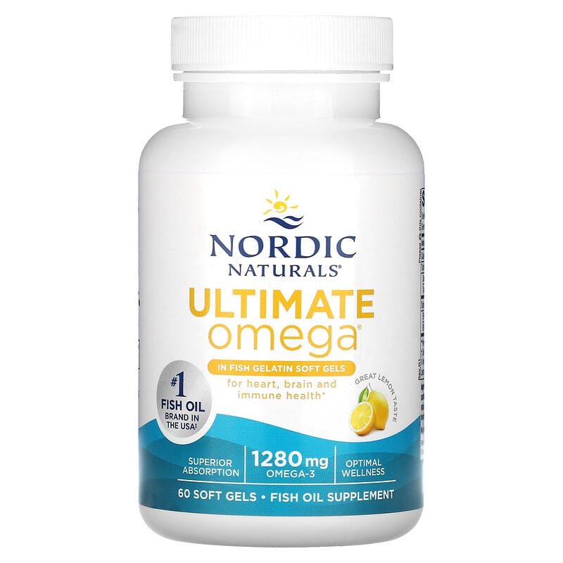 Омега-3, Nordic Naturals Ultimate Omega, 640 мг, 60 м'яких капсул (лимон)
