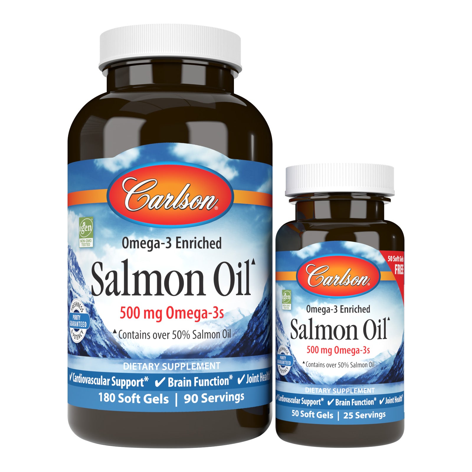 Лососевий жир, збагачений Омега-3, Carlson Labs Salmon Oil, 500 мг, 230 м'яких капсул