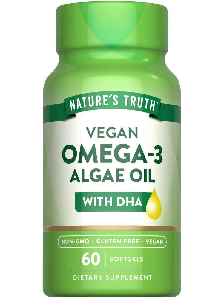 Омега-3 з олії з водоростей з ДГК, Vegan Omega-3 Algae Oil, Nature's Truth, веган, 60 веганських гелевих капсул