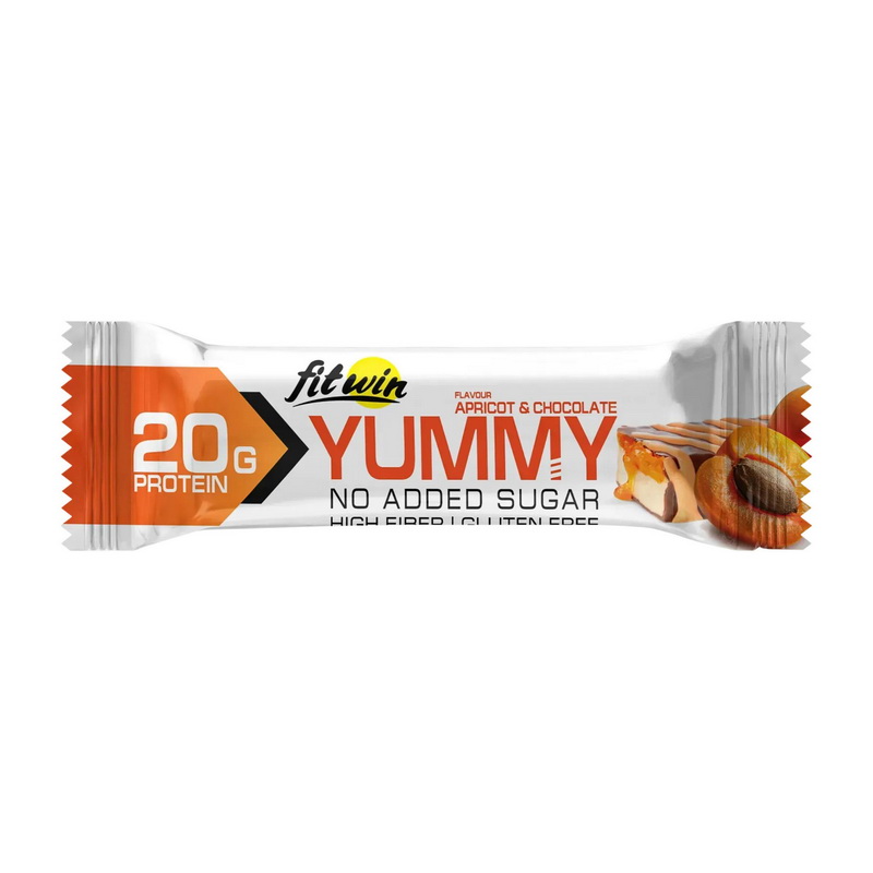 Протеїновий батончик без цукру, FitWin Yummy Bar No Sugar Added, 55 г (Абрикос, Шоколад)