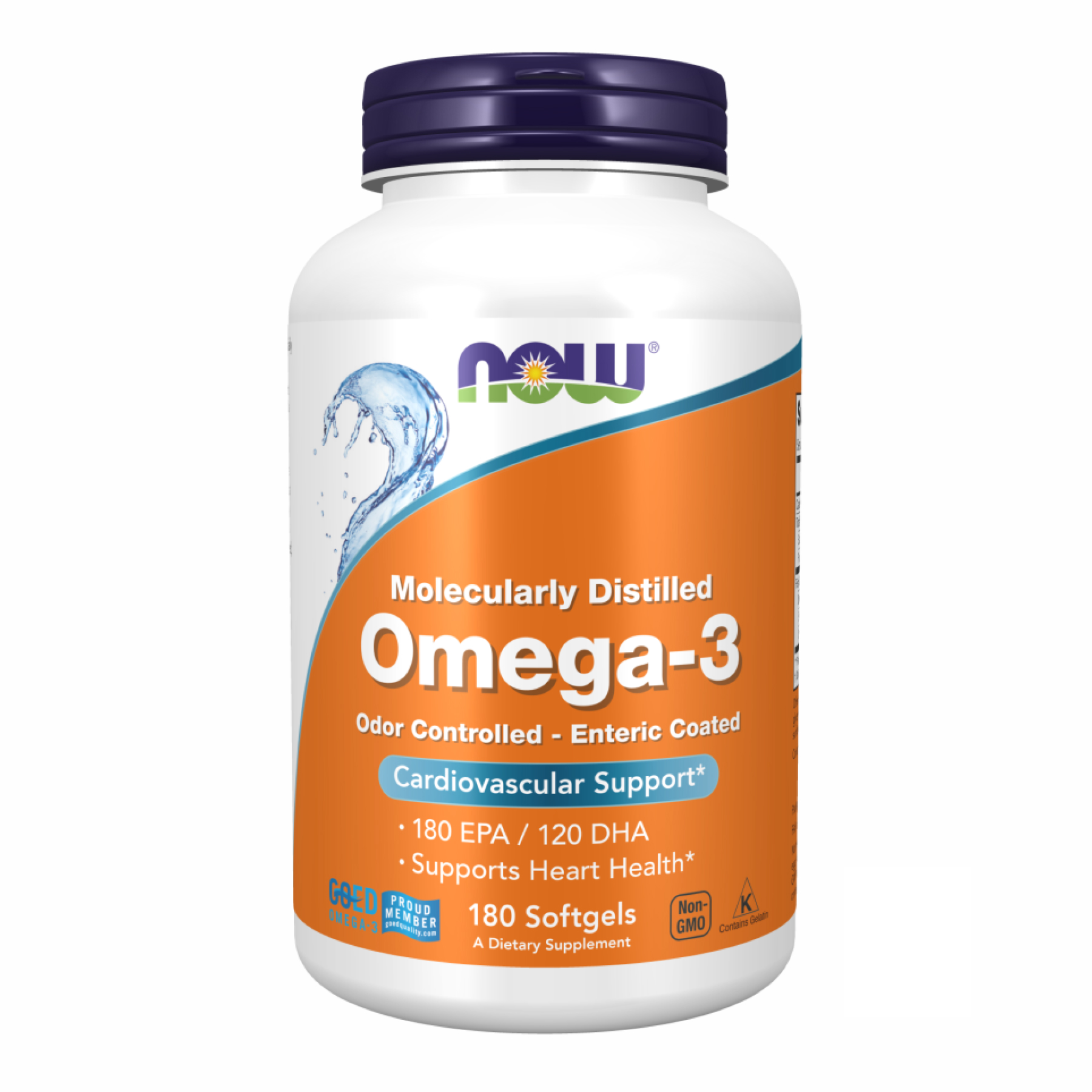 Омега-3, Now Foods Omega-3 Enteric, 180 м'яких капсул