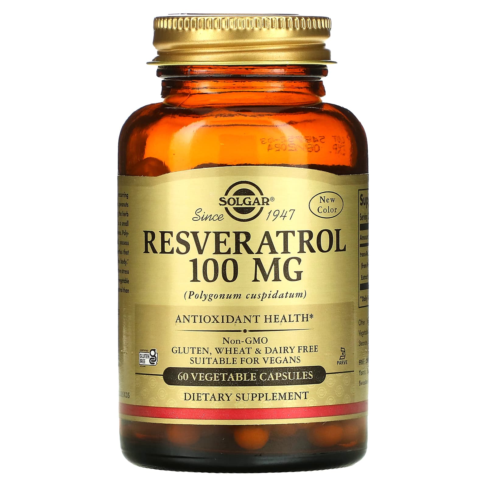 Ресвератрол, Solgar Resveratrol, 100 мг, 60 вегетаріанських капсул