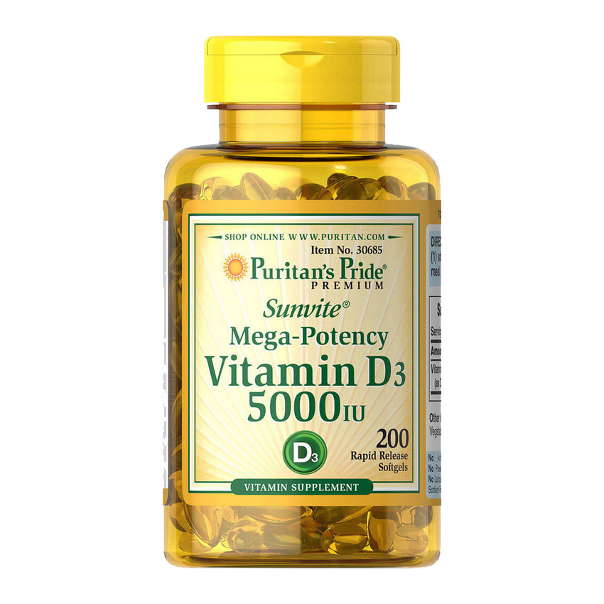 Puritan's Pride Vitamin D3 5000 (125 mcg) (200 softgels)