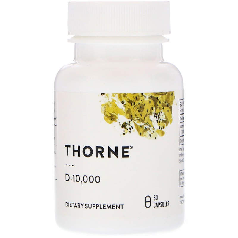 Вітамін D3, Thorne Research D-10,000, 10000 МО, 60 капсул