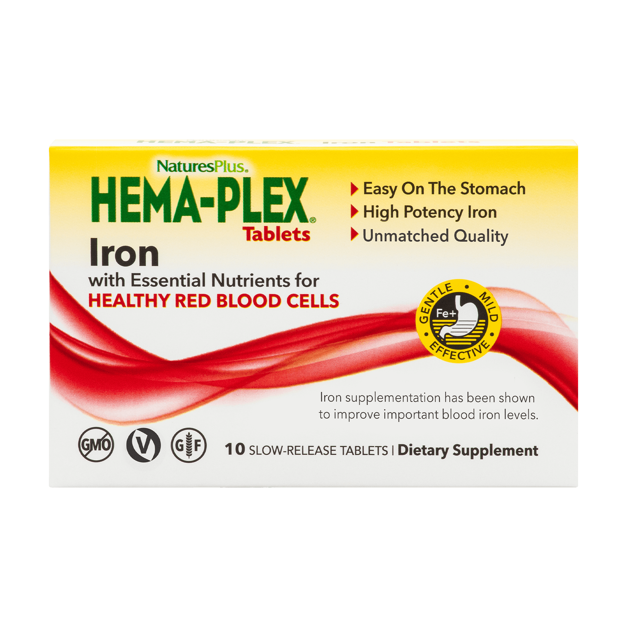 Залізо та поживні речовини для здоров'я еритроцитів, Natures Plus Hema-Plex Iron with Essential Nutrients, 10 таблеток