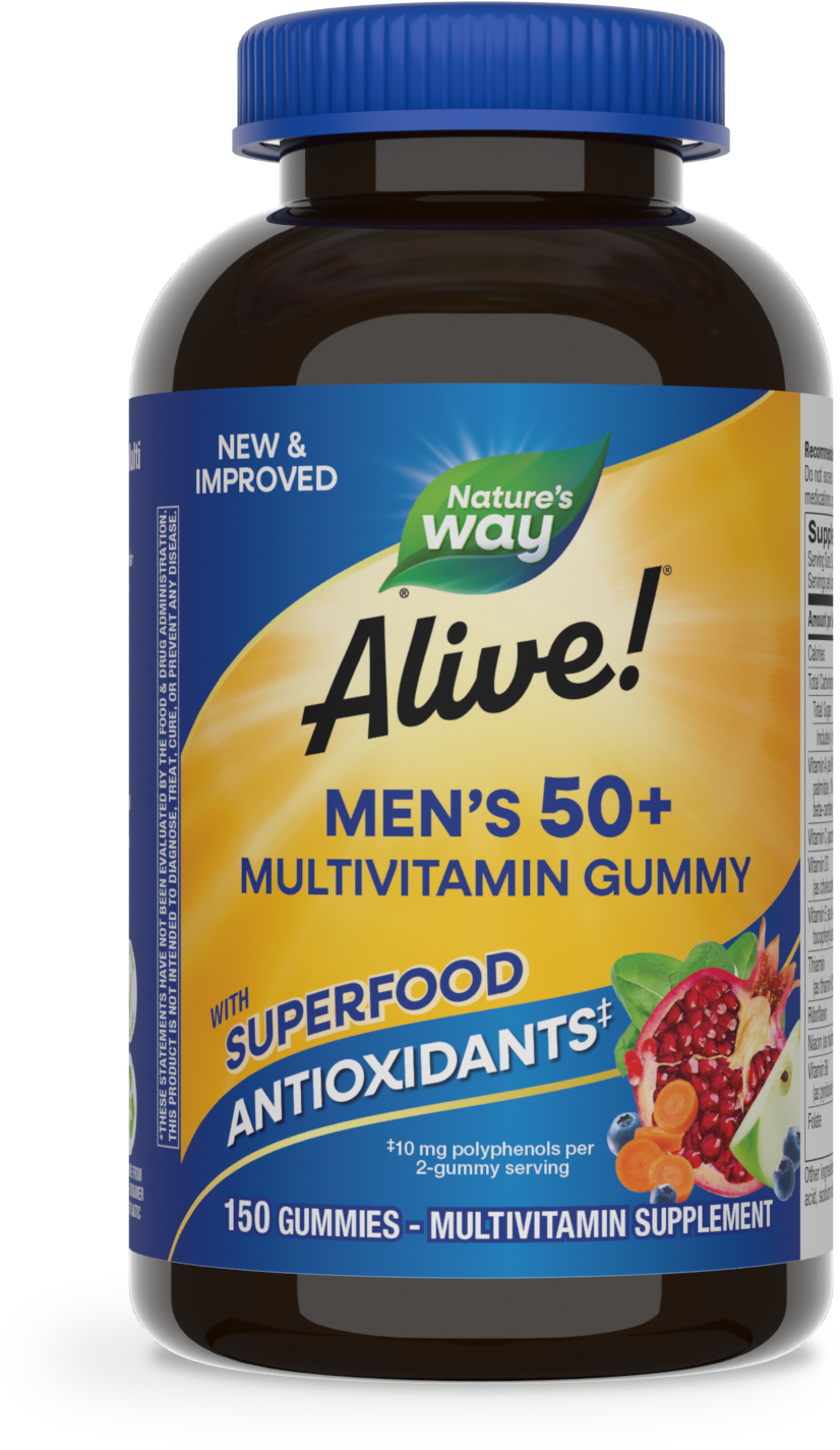 Мультивітаміни для чоловіків 50+, Nature's Way Alive! Men's 50+ Gummy Multivitamin, 150 жувальних цукерок (фруктів)
