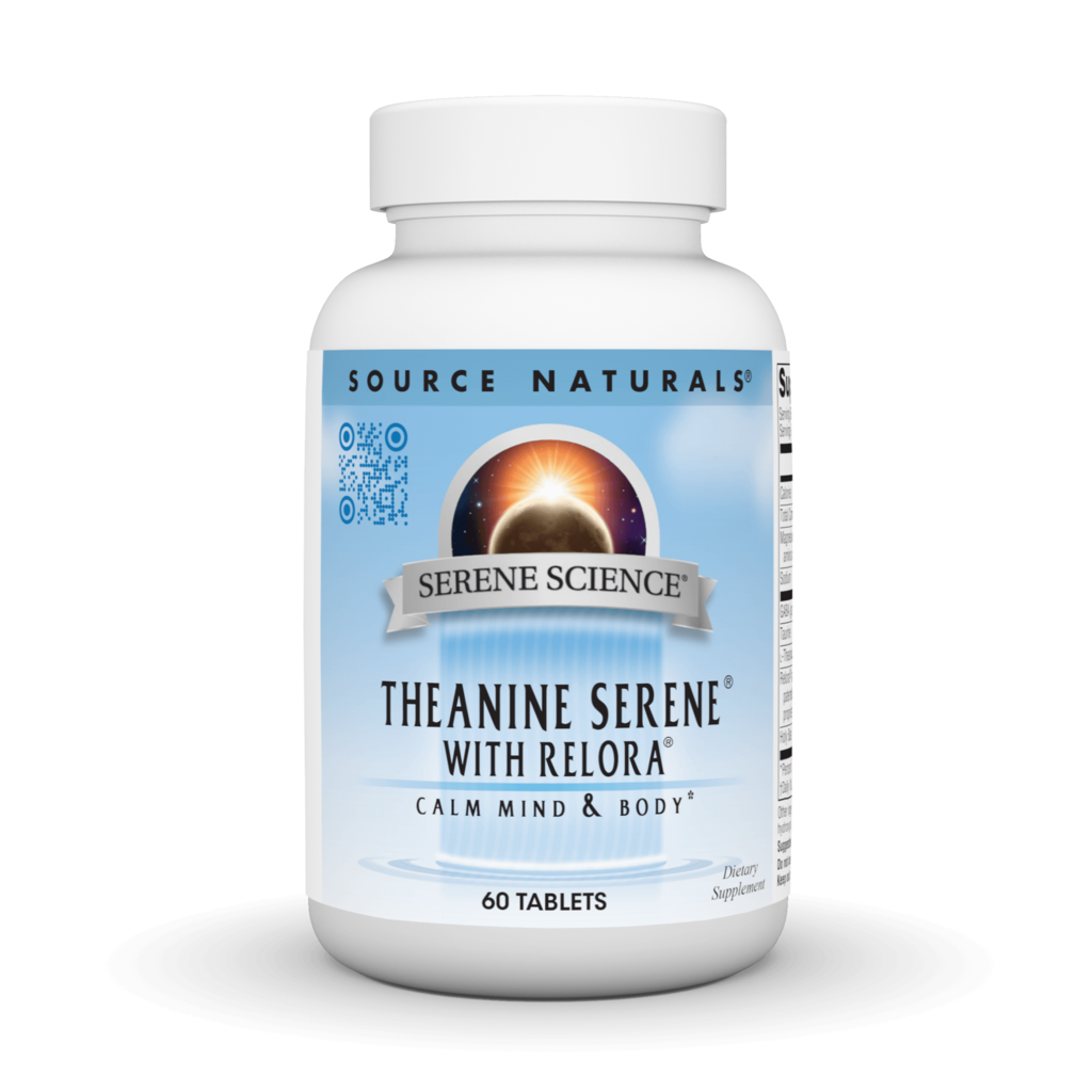 L-Теанін з Релорою для заспокоєння, Source Naturals Theanine Serene With Relora, 60 таблеток