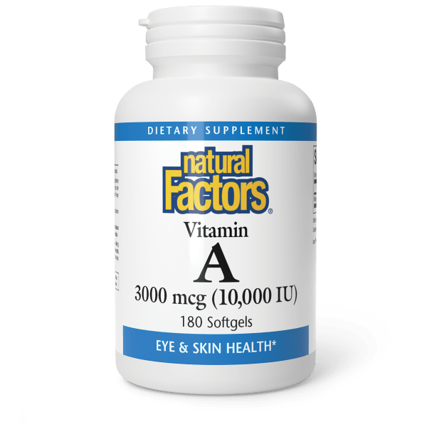 Вітамін A, Natural Factors Vitamin A, 10000 МО, 180 м'яких капсул