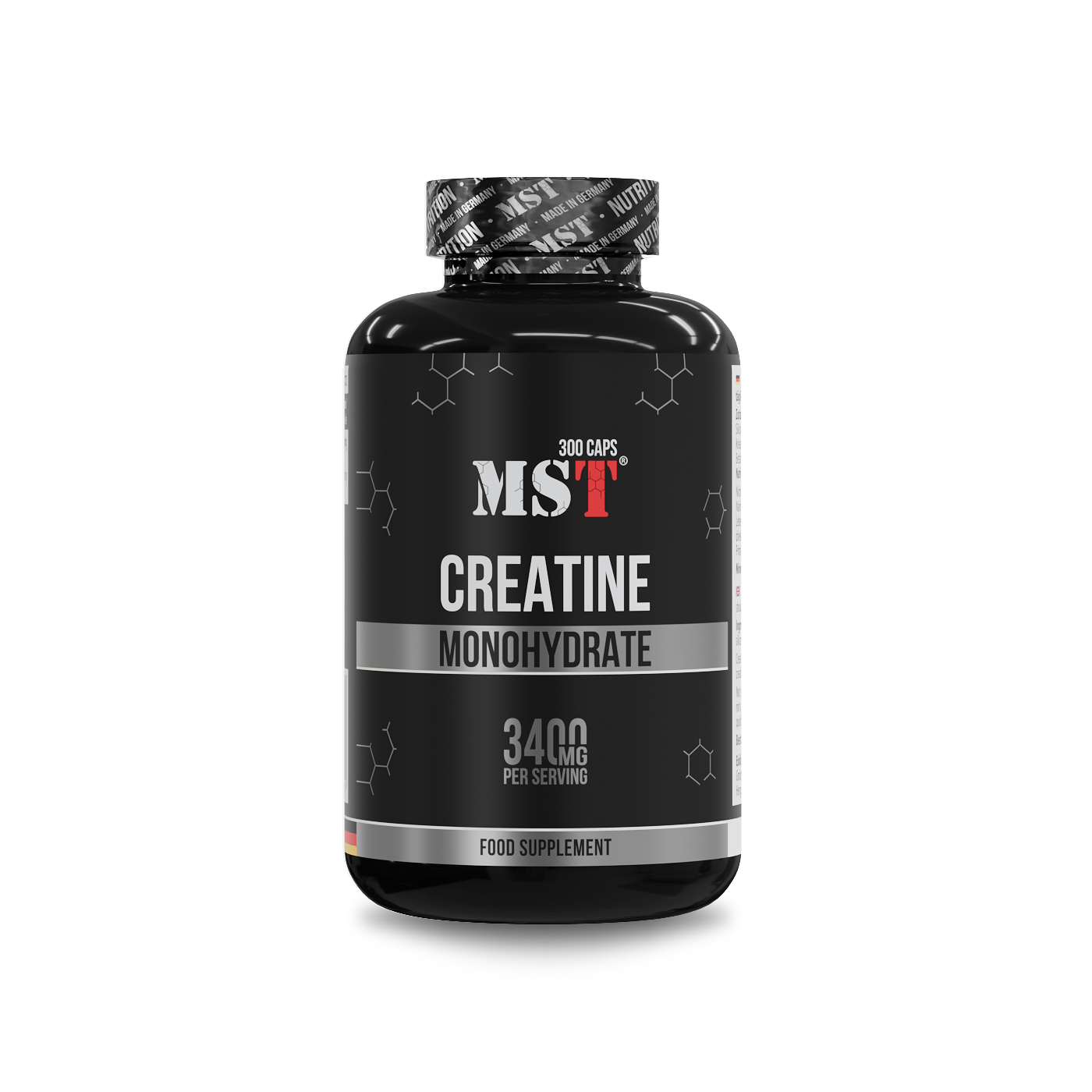 Креатин моногідрат, MST Creatine Monohydrate, 3400 мг, 300 капсул