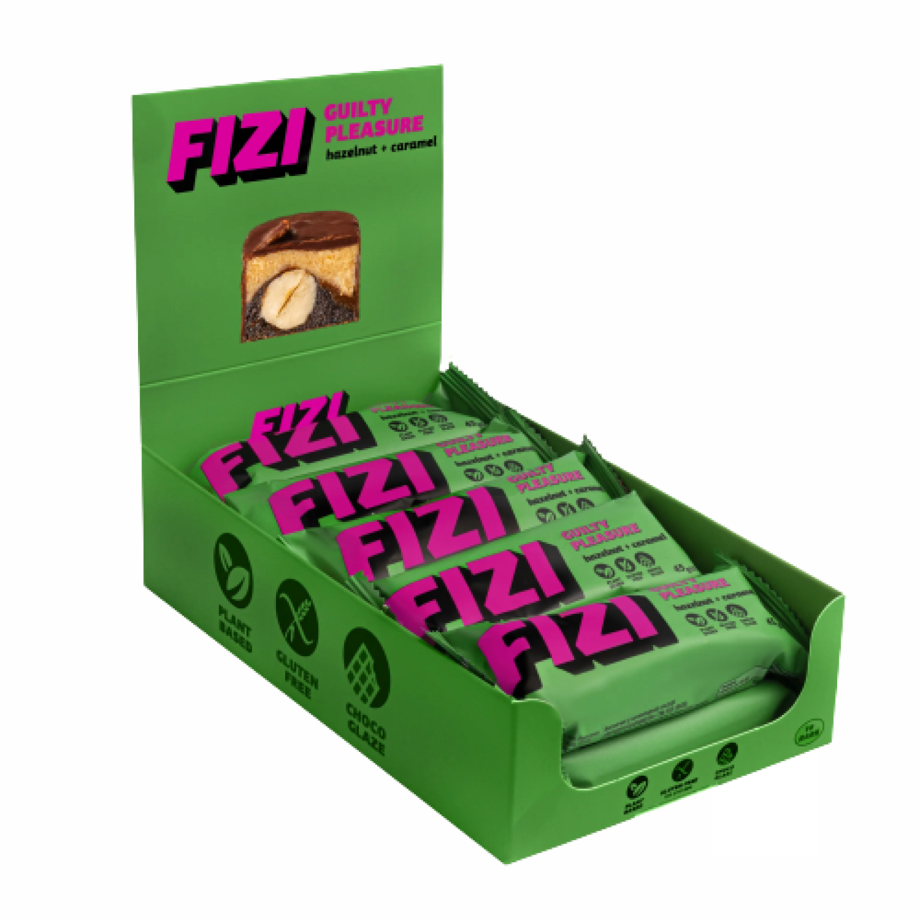 Шоколадний батончик, FIZI Chocolate Bar 10 шт. по 45 г. (Фундук-карамель)
