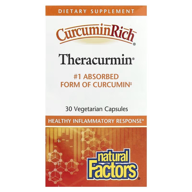 Екстракт куркуміну, Natural Factors CurcuminRich Theracurmin, 30 мг, 30 вегетаріанських капсул