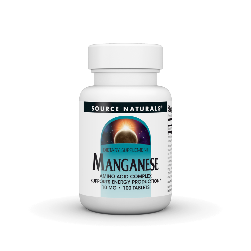 Марганець, Source Naturals Manganese, 10 мг, 100 таблеток