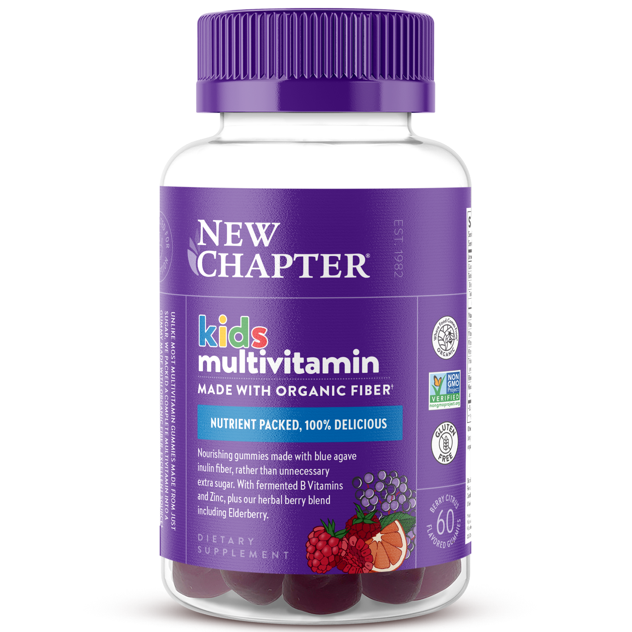 Мультивітаміни для дітей, New Chapter Kid's Multivitamin, 60 жувальних цукерок (Ягідно-цитрусовий)