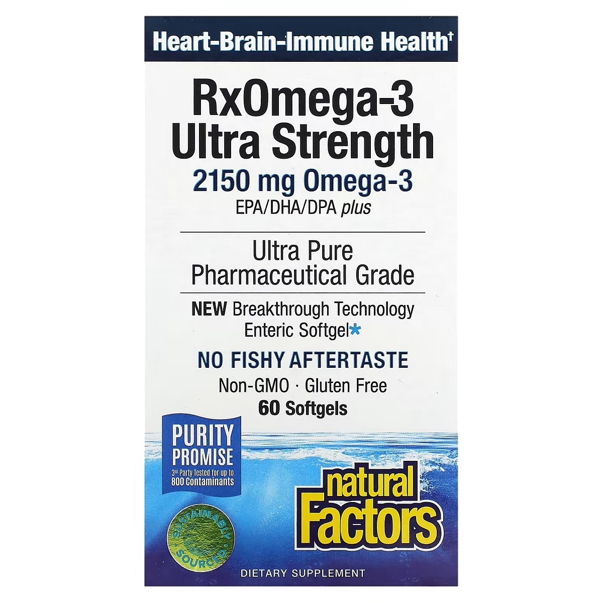 Омега-3 ультра, Natural Factors RxOmega-3 Ultra Strength, 2150 мг, 60 м'яких капсул