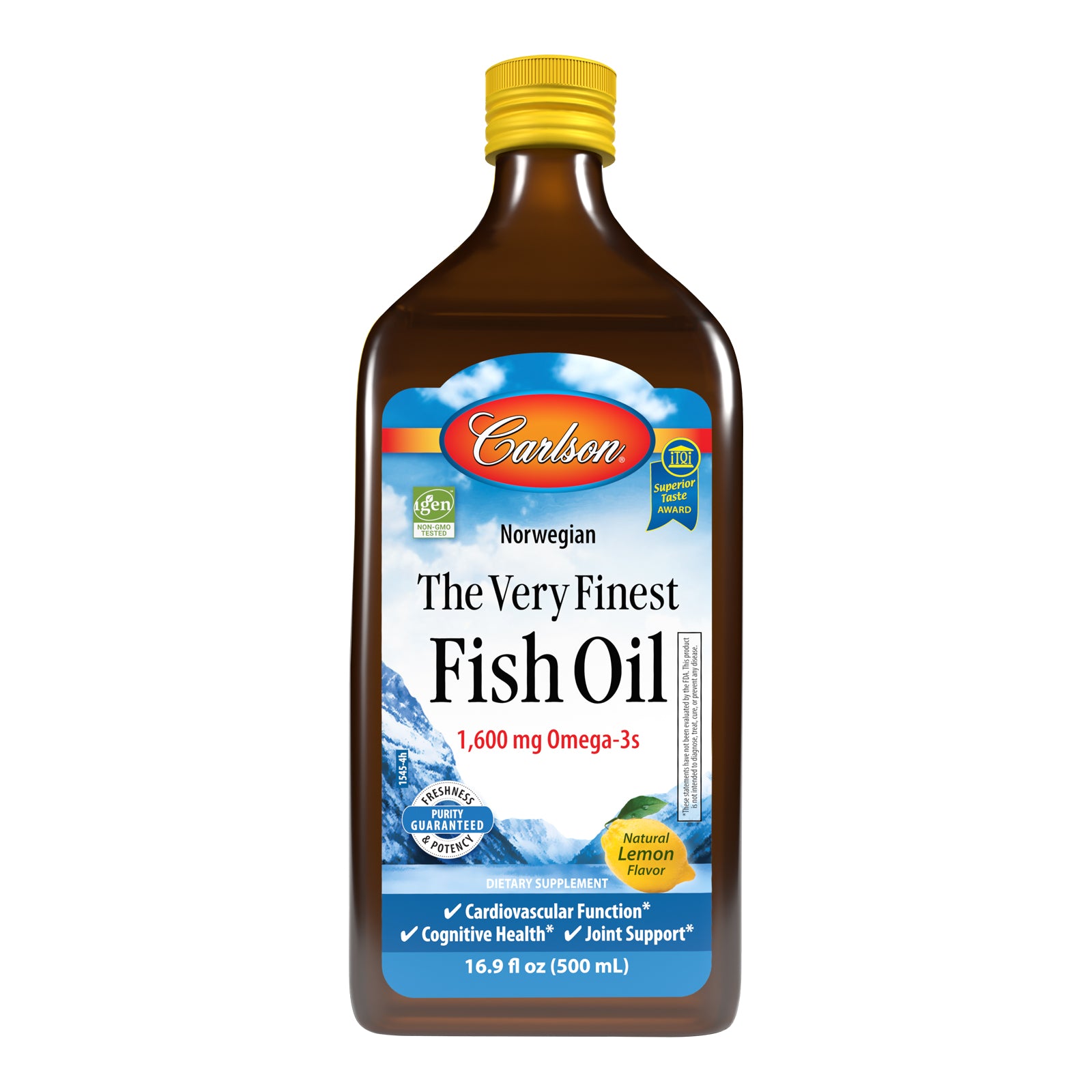 Риб'ячий жир Омега-3, Carlson Labs The Very Finest Fish Oil, 1600 мг, 500 мл (Лимон)