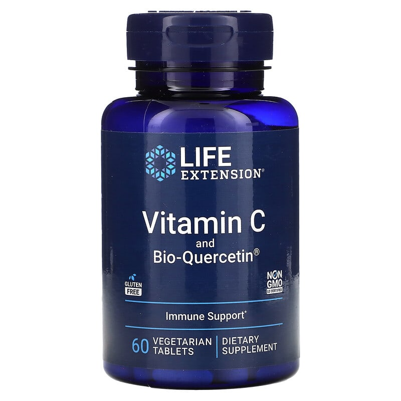 Вітамін С та біо-кверцетин, Life Extension Vitamin C and Bio-Quercetin, 60 вегетаріанських капсул
