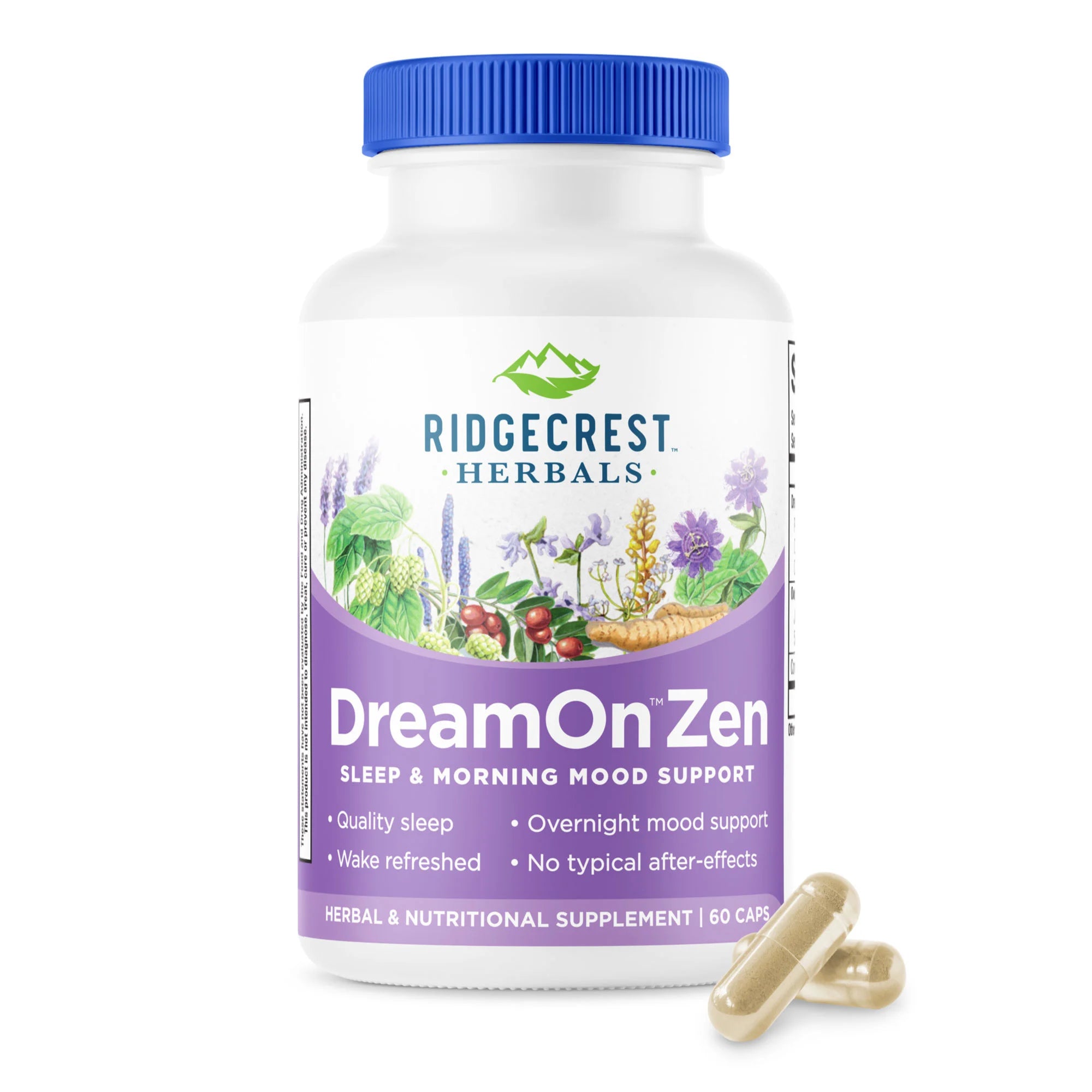 Комплекс для здорового сну, Ridgecrest Herbals DreamOn Zen, 60 вегетаріанських капсул