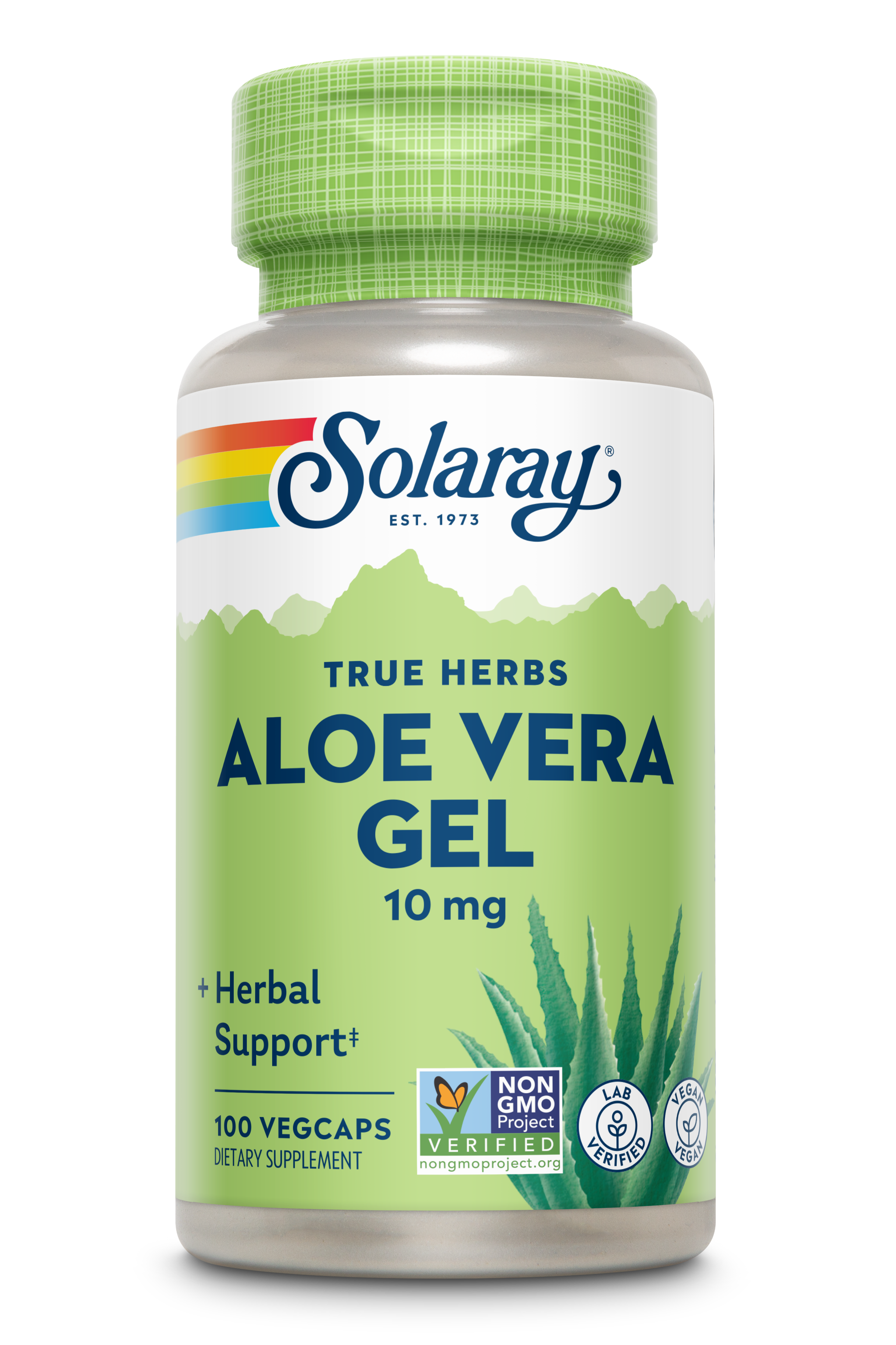 Алое вера гель, Solaray Aloe Vera Gel, 10 мг, 100 вегетаріанських капсул