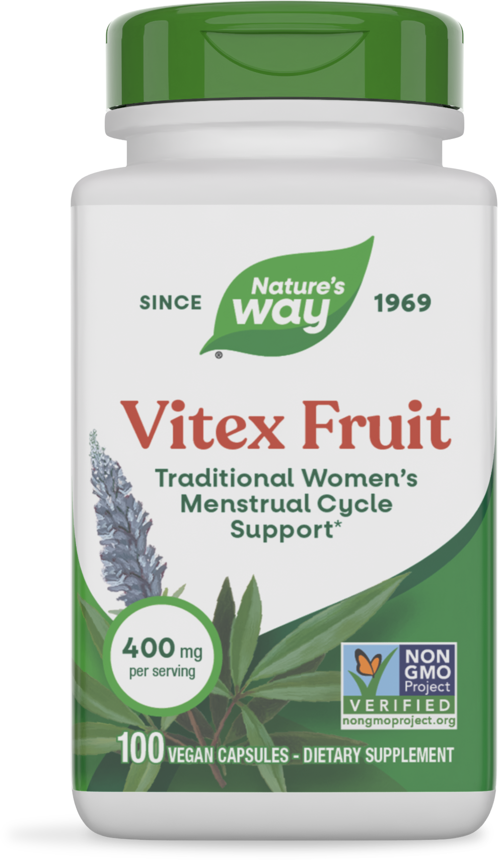 Вітекс, Nature's Way Vitex Fruit, 400 мг, 100 вегетаріанських капсул