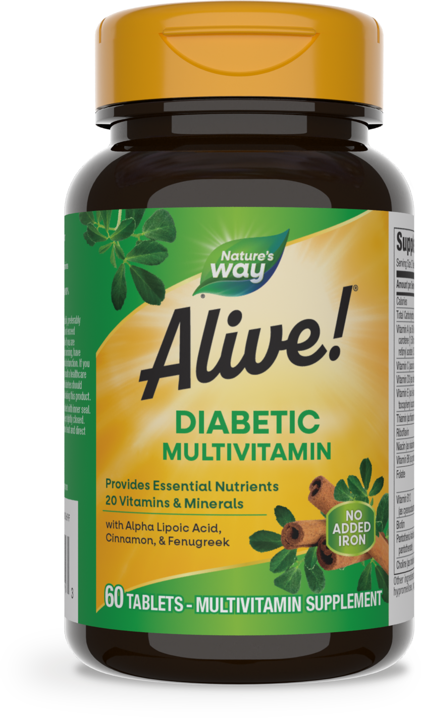 Мультивітаміни для діабетиків, Nature's Way Alive! Diabetic Multivitamin, 60 таблеток