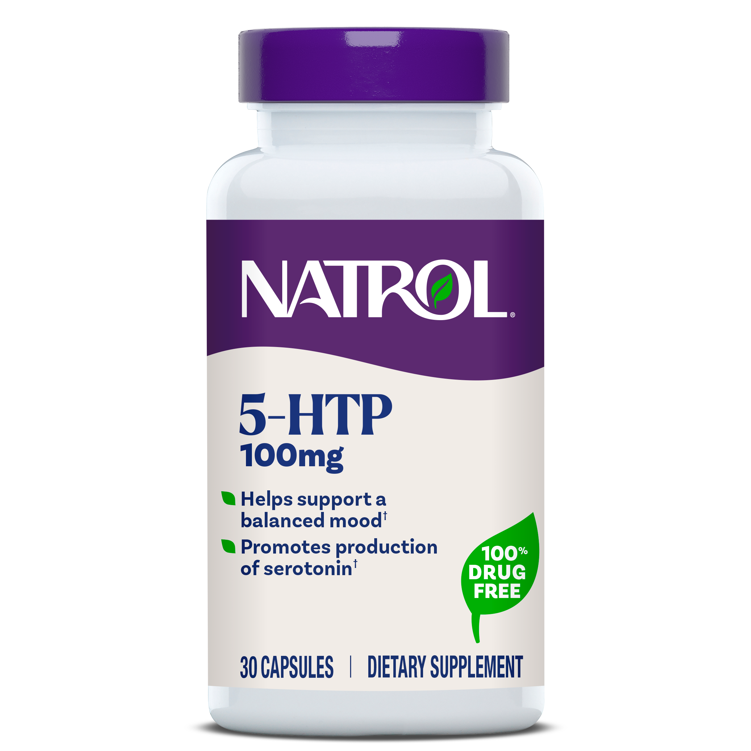 5-гідрокситриптофан (5-НТР), Natrol 5-HTP, 100 мг, 30 капсул
