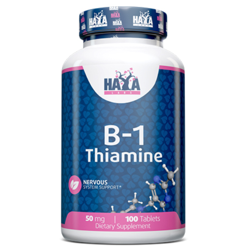 Вітамін B1 (тіамін), Haya Labs B-1 Thiamine, 50 мг, 100 таблеток