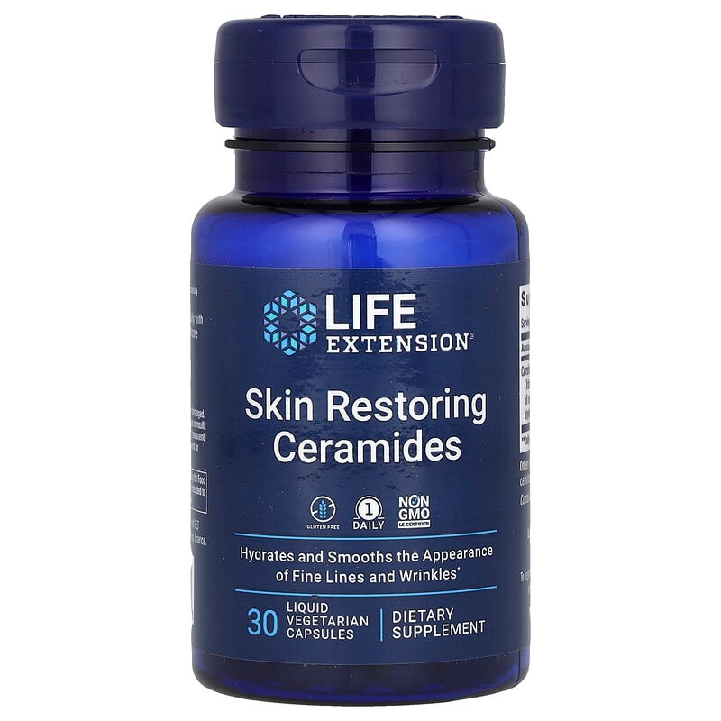 Кераміди для відновлення шкіри, Life Extension Skin Restoring Ceramides, 30 вегетаріанських капсул