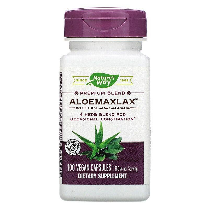 Каскара саграда з алое, Nature's Way AloeMaxLax, 360 мг, 100 вегетаріанських капсул