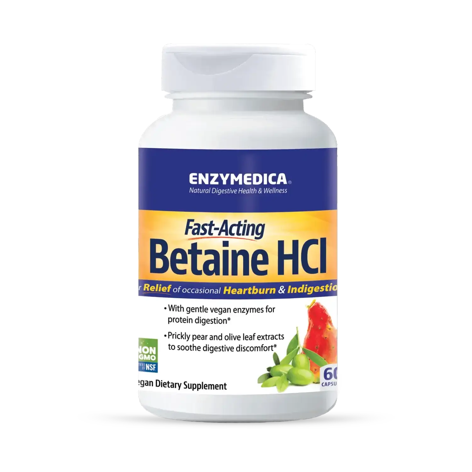 Бетаїн гідрохлорид, Enzymedica Betaine HCI, 1300 мг, 60 капсул
