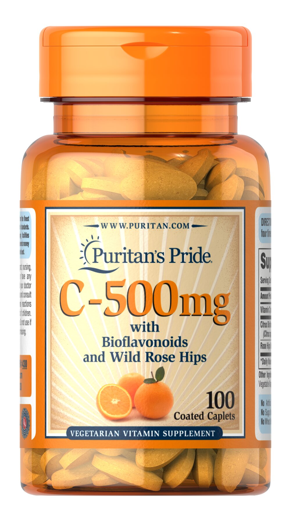 Витамин С с биофлавоноидами и шиповником, Puritan's Pride Vitamin C with Bioflavonoids and Rose Hips, 500 мг, 100 таблеток