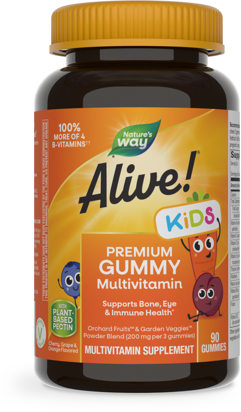 Мультивітаміни для дітей, Nature's Way Alive! Premium Children's Gummy Multivitamin, 90 жувальних цукерок (Вишня, апельсин, виноград)