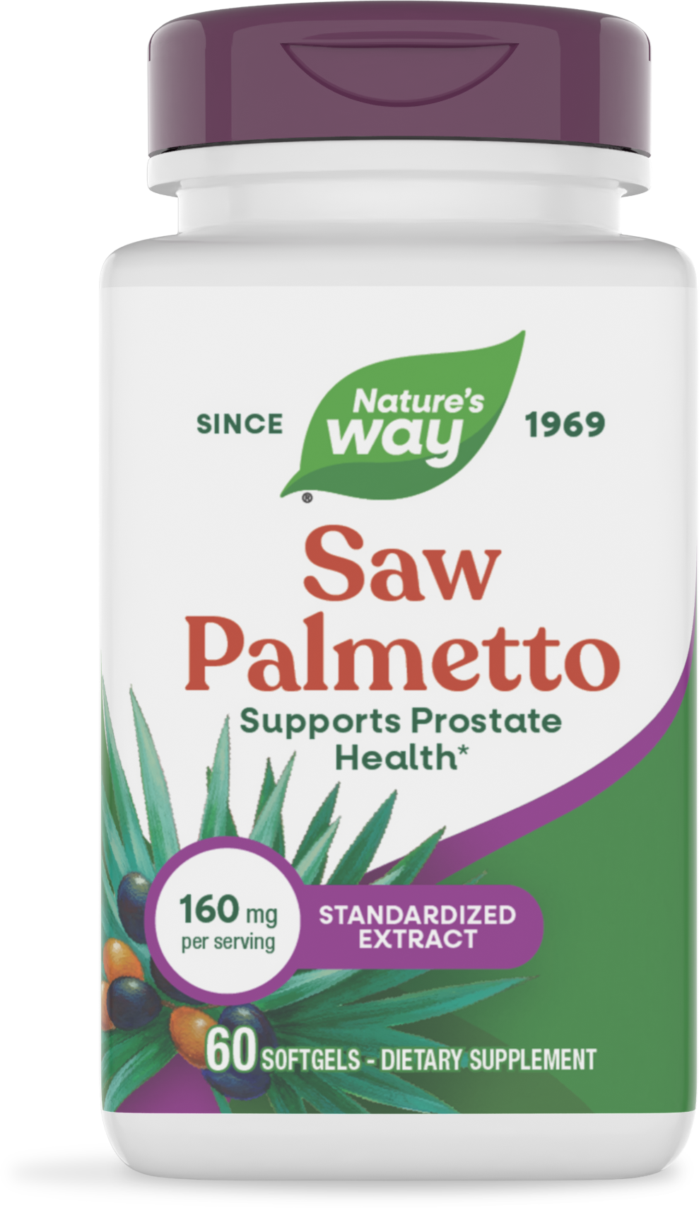 Со Пальметто, Nature's Way Saw Palmetto, 160 мг, 60 м'яких капсул