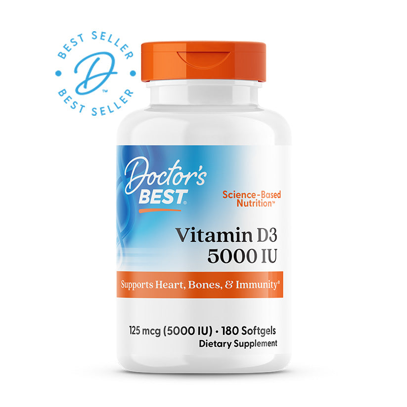 Вітамін D3, Vitamin D3, Doctor's Best, 125 мкг (5000 МО), 180 капсул