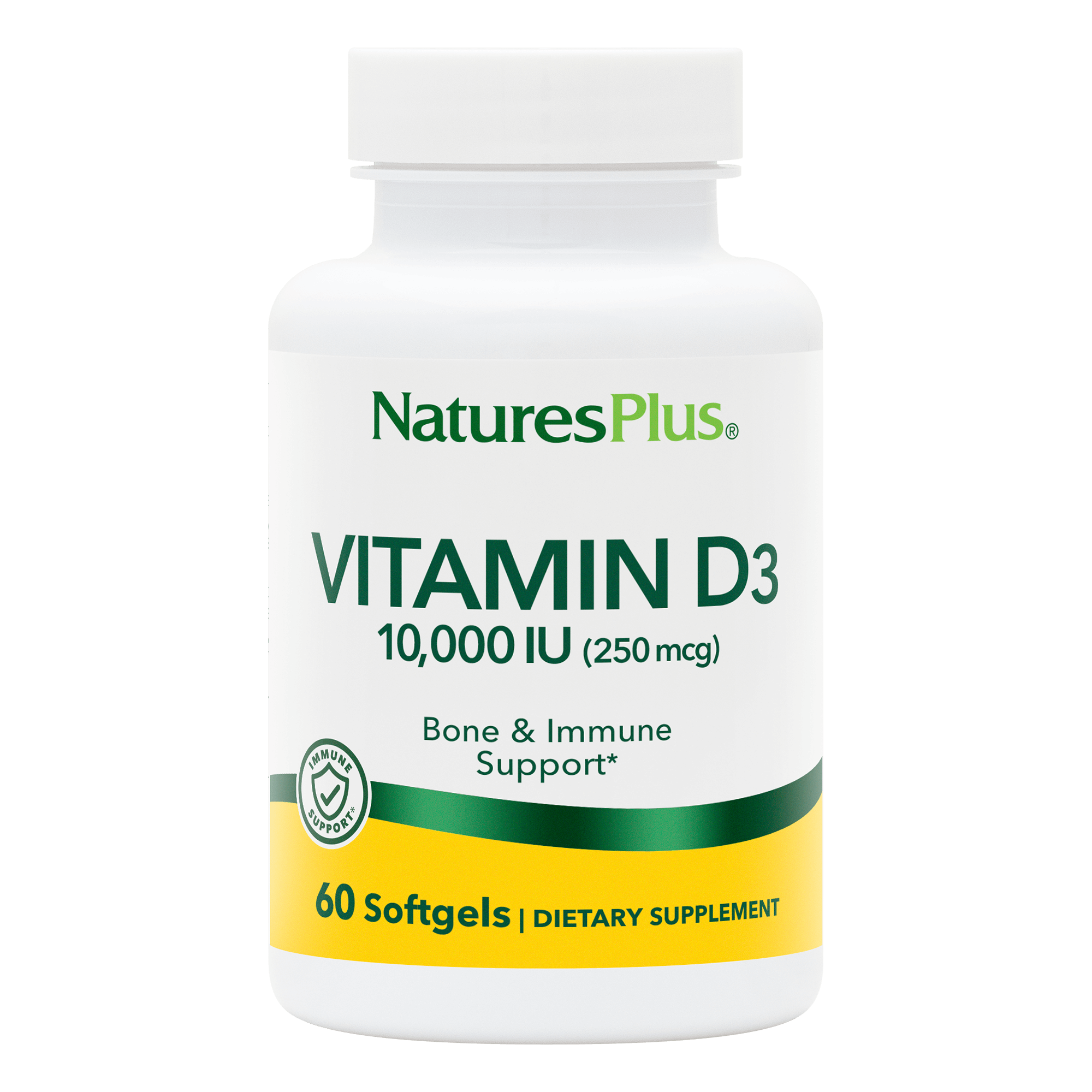 Вітамін D3, Natures Plus Vitamin D3, 10000 МО, 60 м'яких капсул