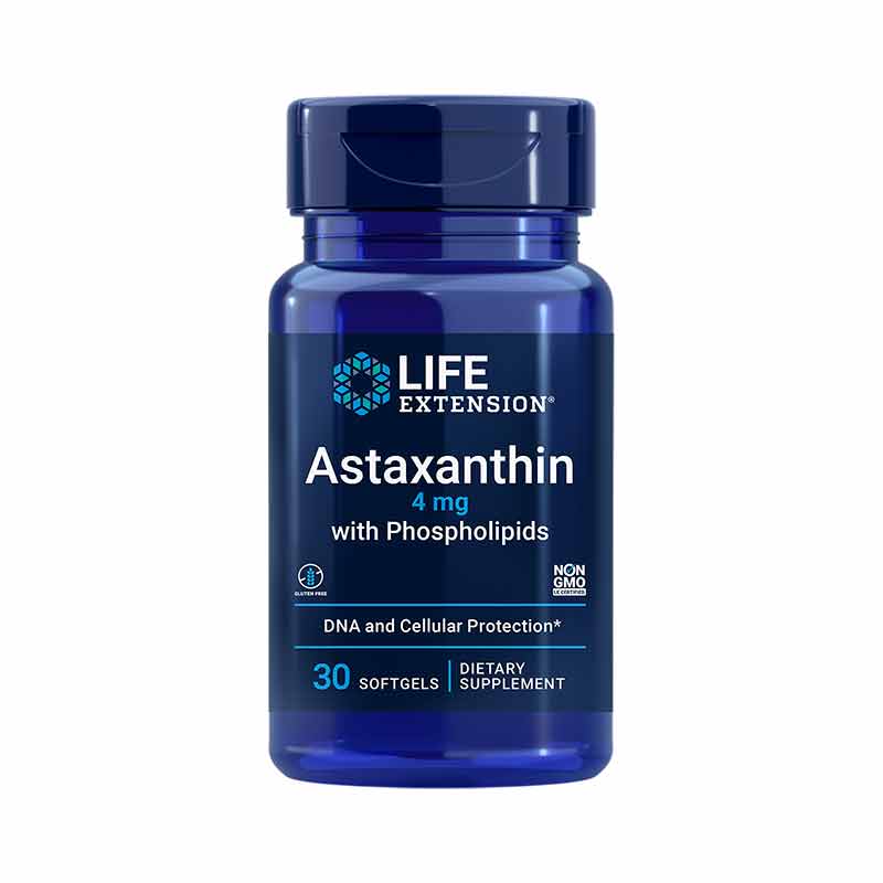 Астаксантин з фосфоліпідами, Life Extension Astaxanthin with Phospholipids, 4 мг, 30 м'яких капсул