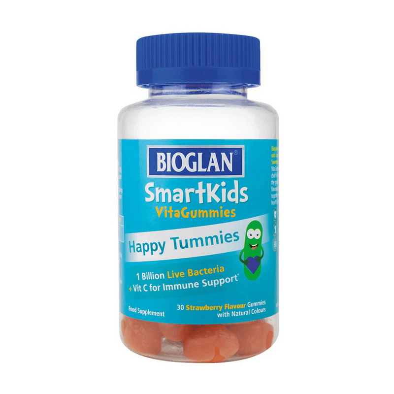 Пробіотики для дітей, Bioglan Smartkids Happy Tummies, 30 жувальних цукерок (Полуниця)