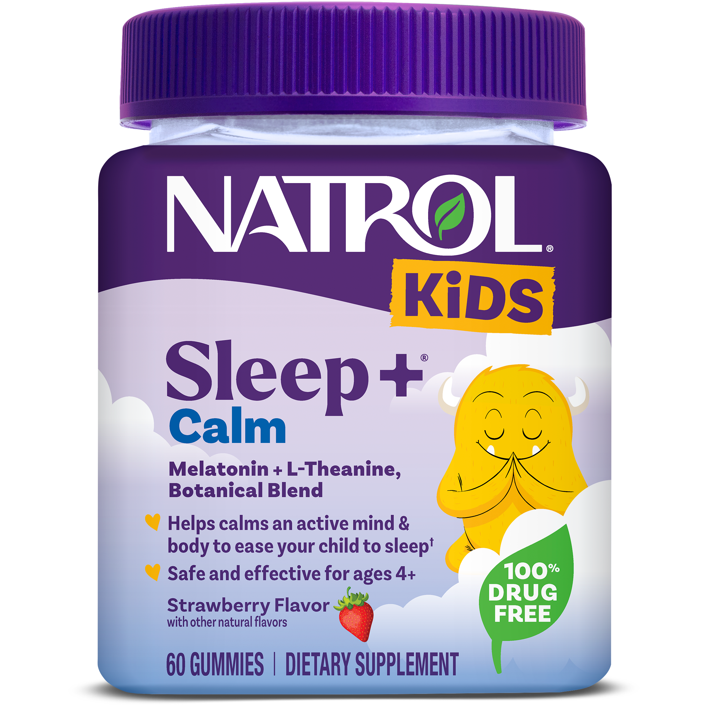 Підтримка сну для дітей з 4 років, Sleep + Calm, Natrol, смак полуниці, 60 жувальних цукерок