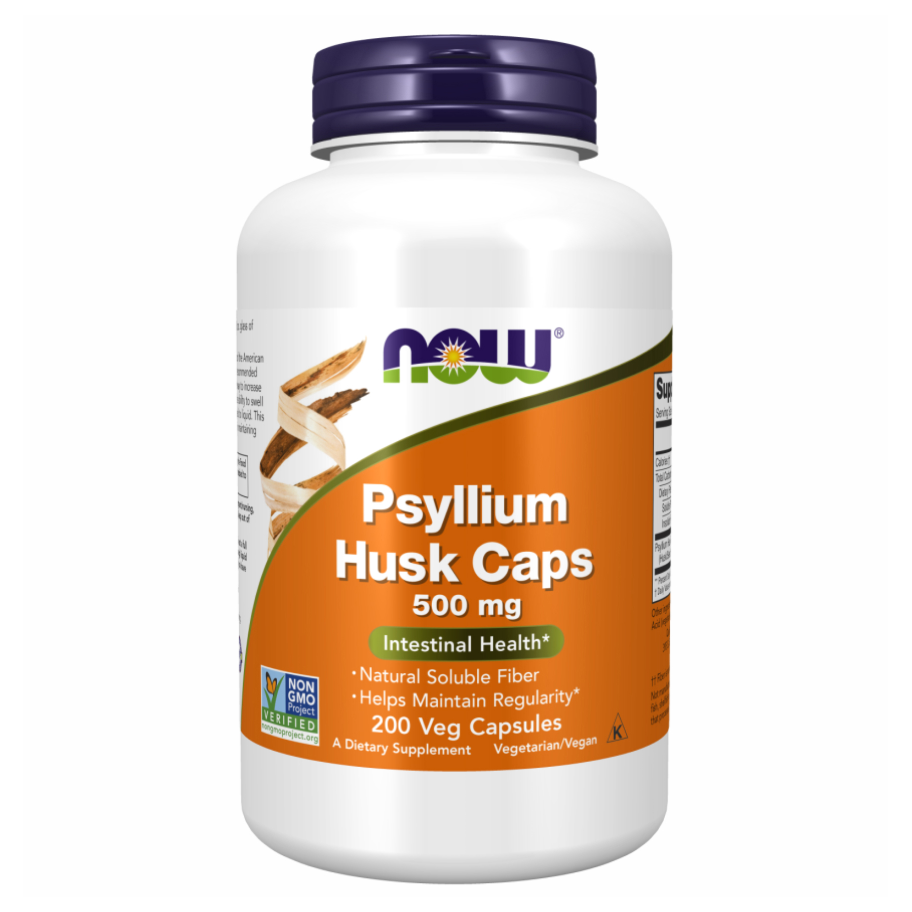 Лушпиння насіння подорожника (псилліум), Now Foods Psyllium Husk Caps, 500 мг, 200 вегетаріанських капсул