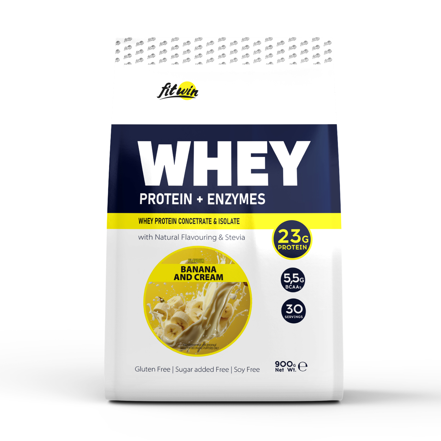 Сироватковий протеїн, FitWin Whey, 900 г (Банан і вершки)