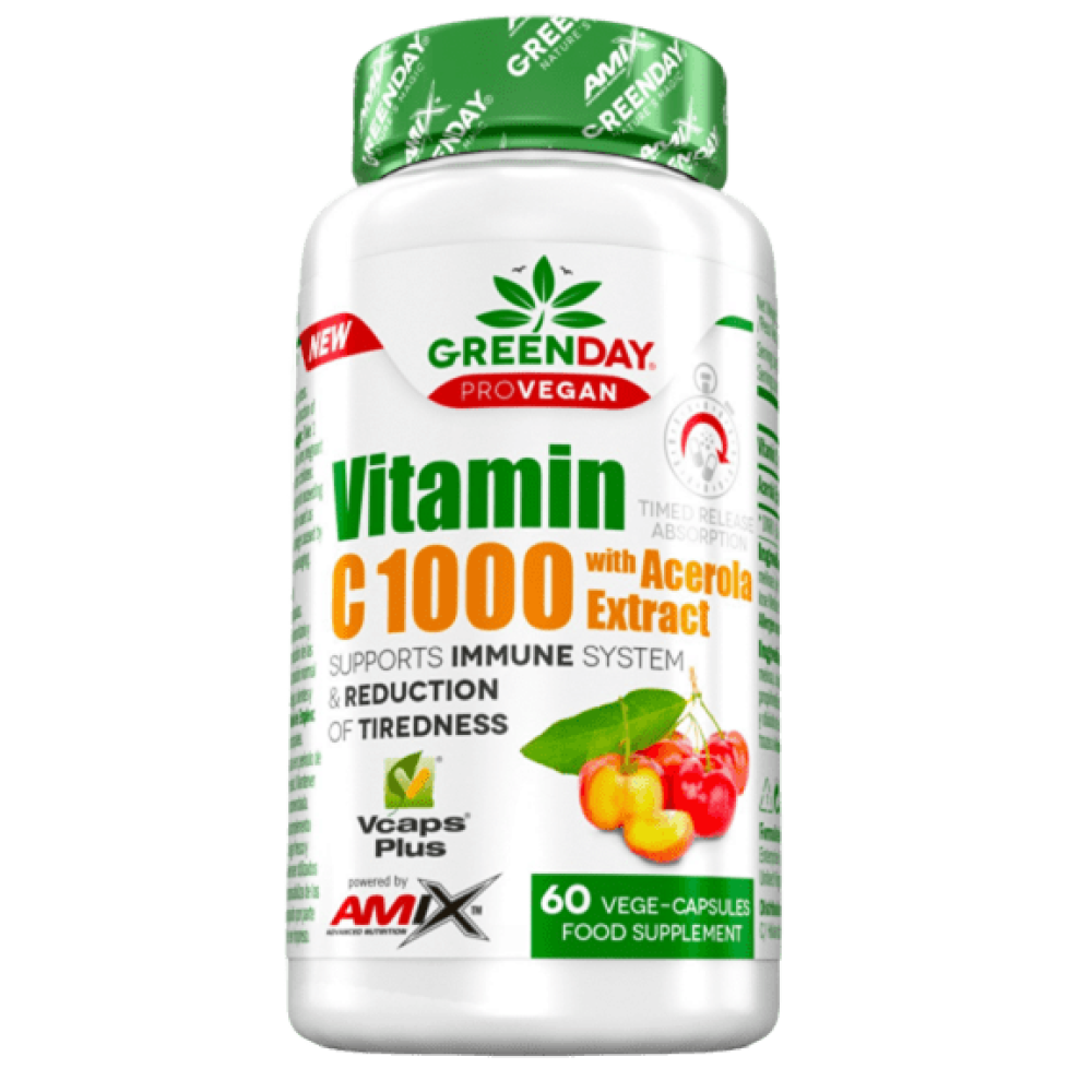 Вітамін C з ацеролою, Amix ProVegan Vitamin C 1000mg with Acerola, 60 вегетаріанських капсул