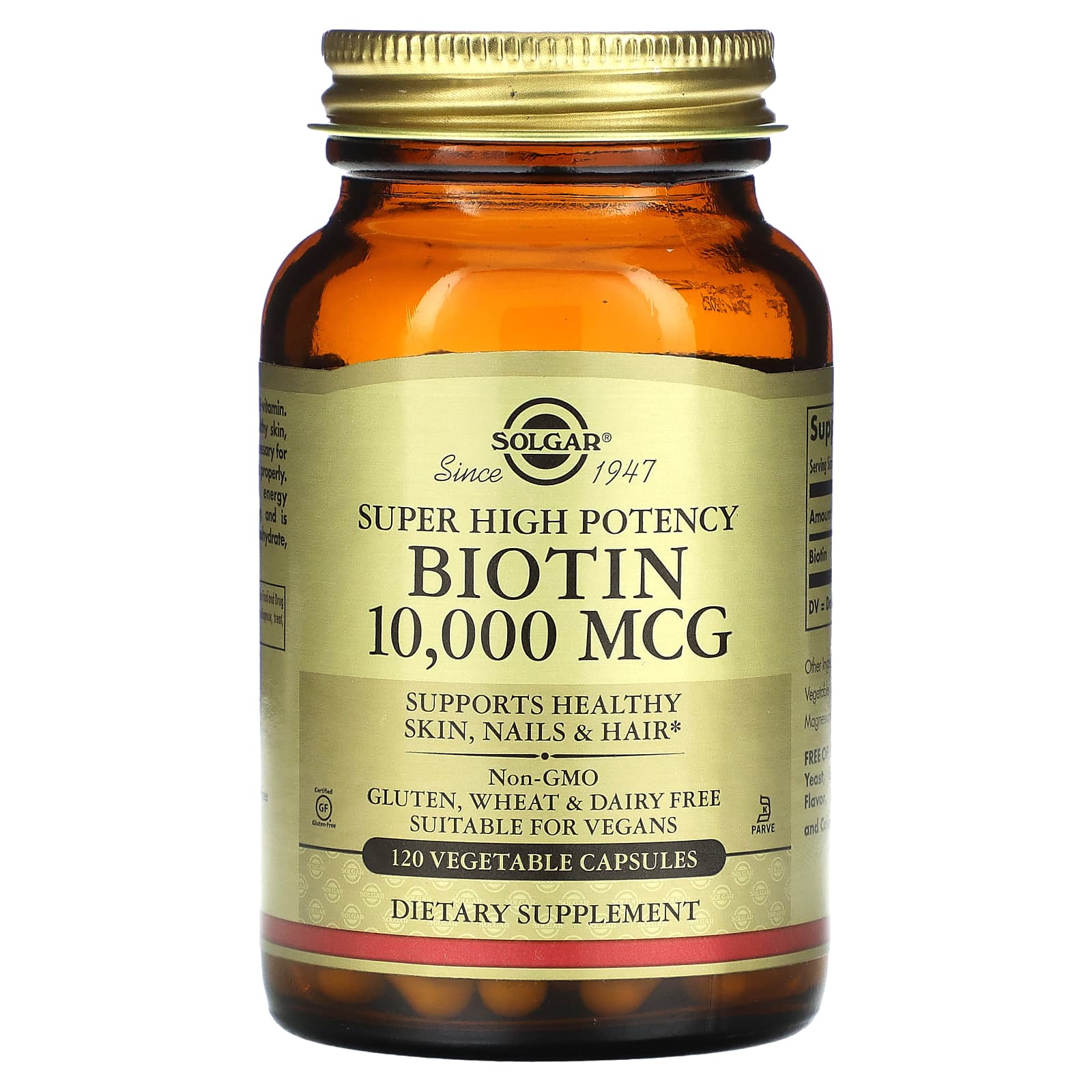 Біотин, Solgar Biotin Super High Potency, 10000 мкг, 120 вегетаріанських капсул
