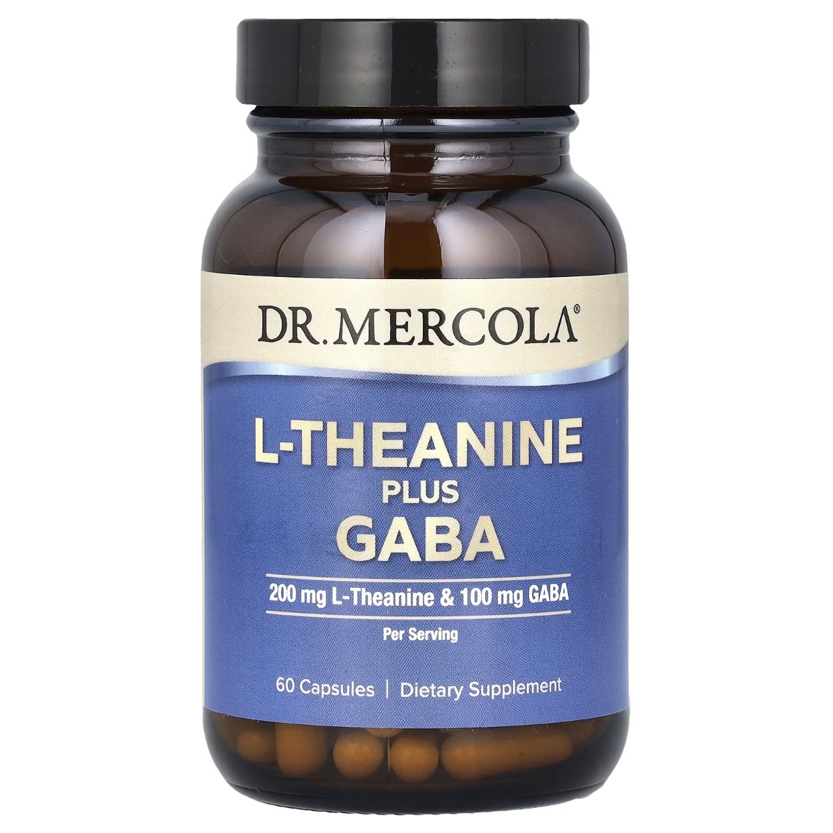 L-теанін з ГАМК, Dr. Mercola L-Theanine Plus GABA, 60 капсул