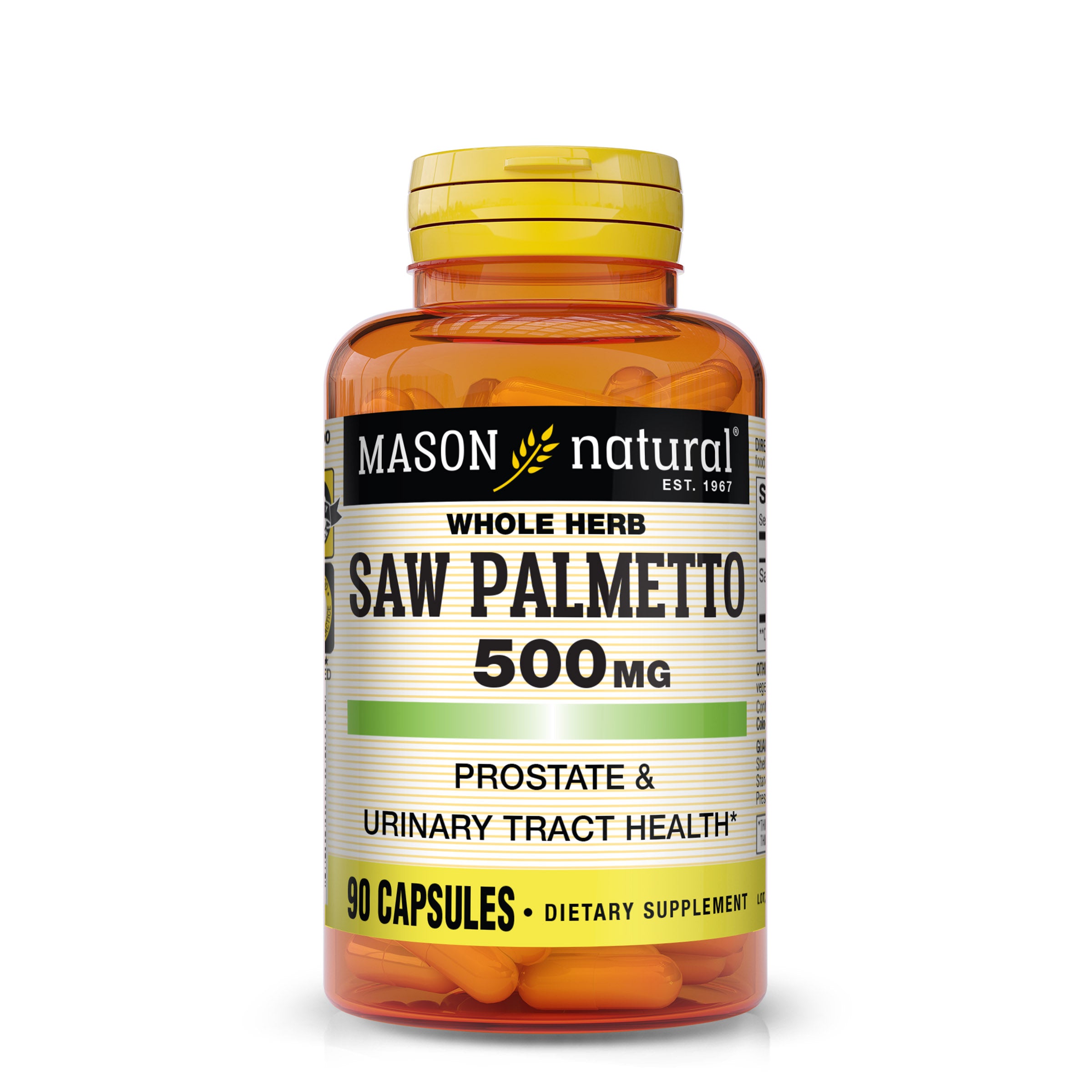Со Пальметто для здоров'я простати, Mason Natural Saw Palmetto, 500 мг, 90 капсул